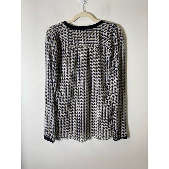 Max Studio Cream Black Button Up Sheer Blouse Sz M - Picture 2 of 3